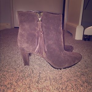 Anne Klein brown suede heeled booties